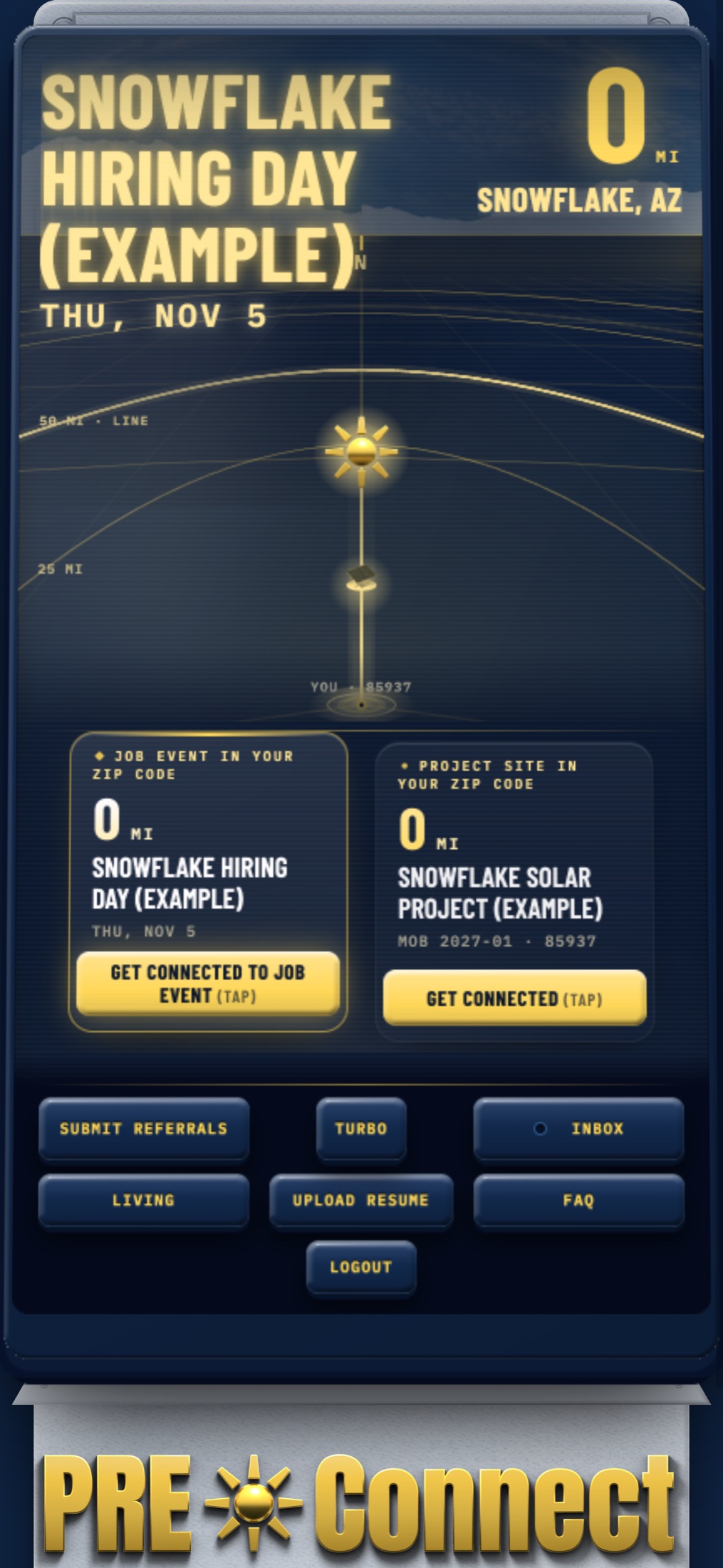 The screen after signing up.